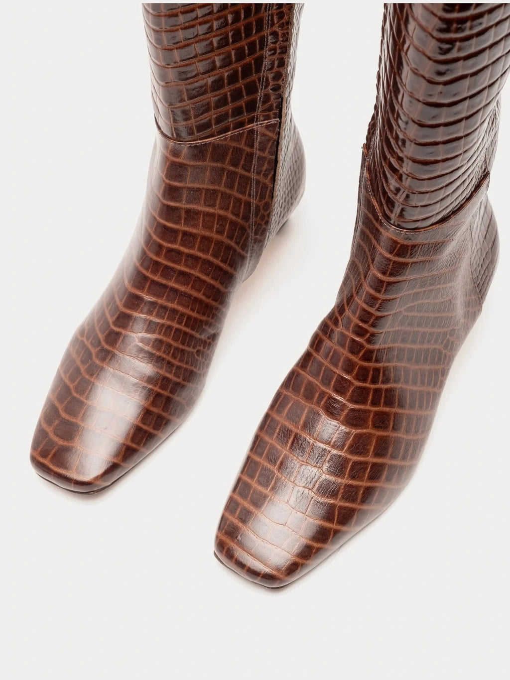 Mackie Boot Croc Emboss Leather Chocolate Frances Valentine
