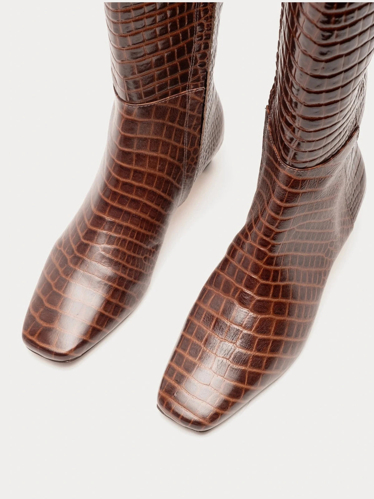 Mackie Boot Croc Emboss Leather Chocolate Frances Valentine