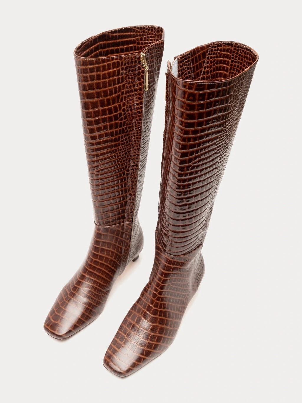 Mackie Boot Croc Emboss Leather Chocolate Frances Valentine