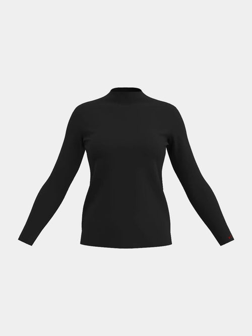 Marie Sweater w/Long Sleeve Solid Merino Merino Wool Black by Frances Valentine