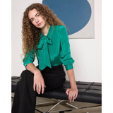 Ann Mashburn Marigold Blouse Jade Silk Crepe de Chine