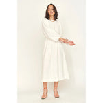 Beige Mirth Andaman Bubble Top in White Marine Eyelet