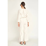 Beige Mirth Andaman Bubble Top in White Marine Eyelet