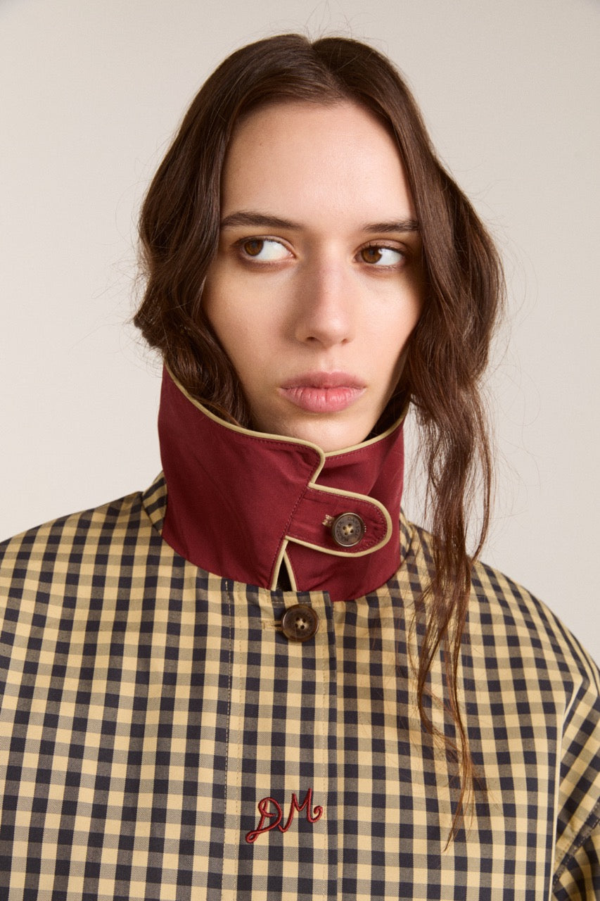 MYRTLE TRENCH COAT - NAVY GINGHAM Damson Madder