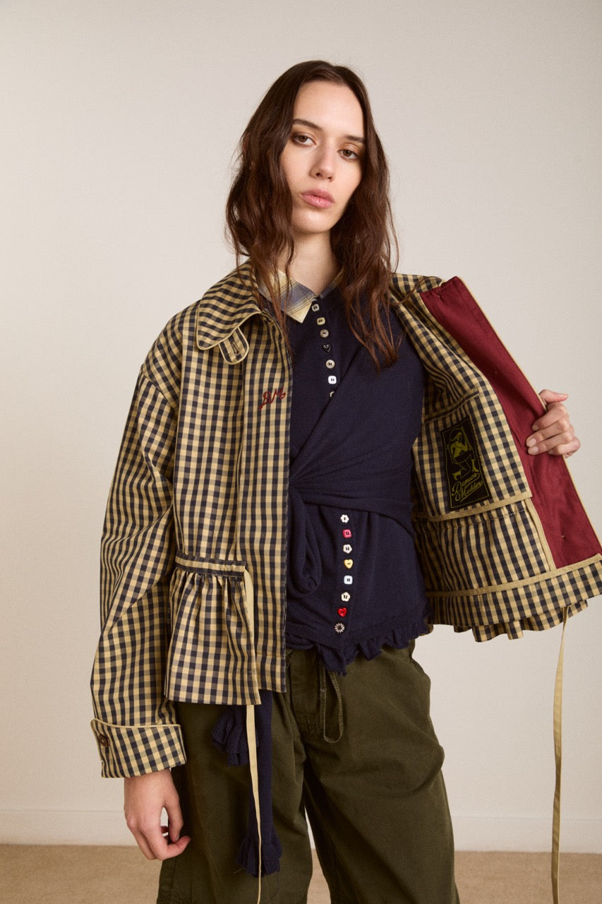MYRTLE TRENCH COAT - NAVY GINGHAM Damson Madder