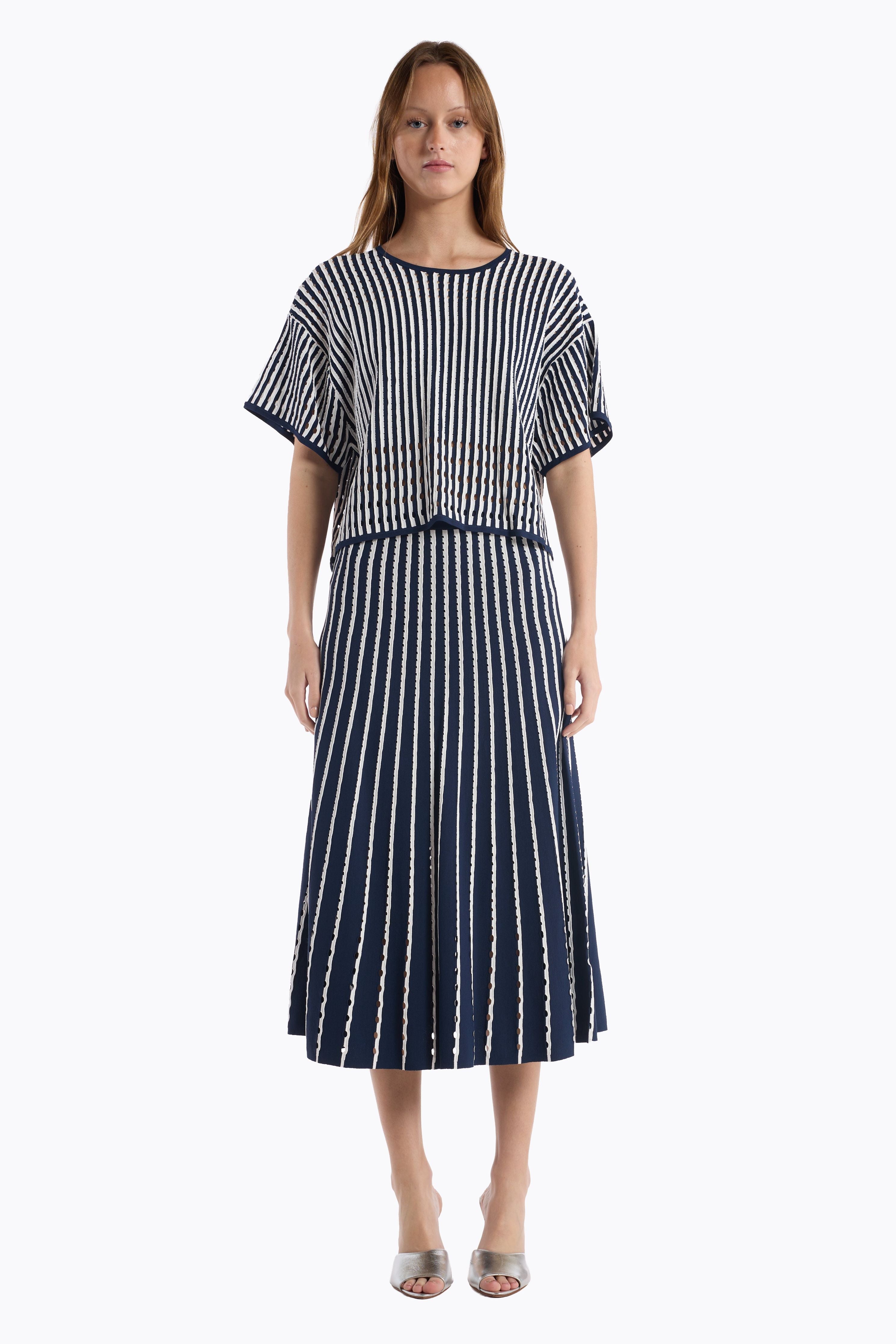 Colton Skirt - Pinstripe Navy Christy Lynn