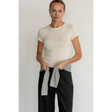 Donni The Pointelle Baby Tee Creme