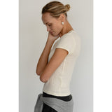 Donni The Pointelle Baby Tee Creme