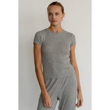 Donni The Pointelle Baby Tee Heather Grey