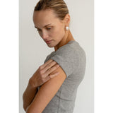 Donni The Pointelle Baby Tee Heather Grey