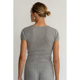 Donni The Pointelle Baby Tee Heather Grey