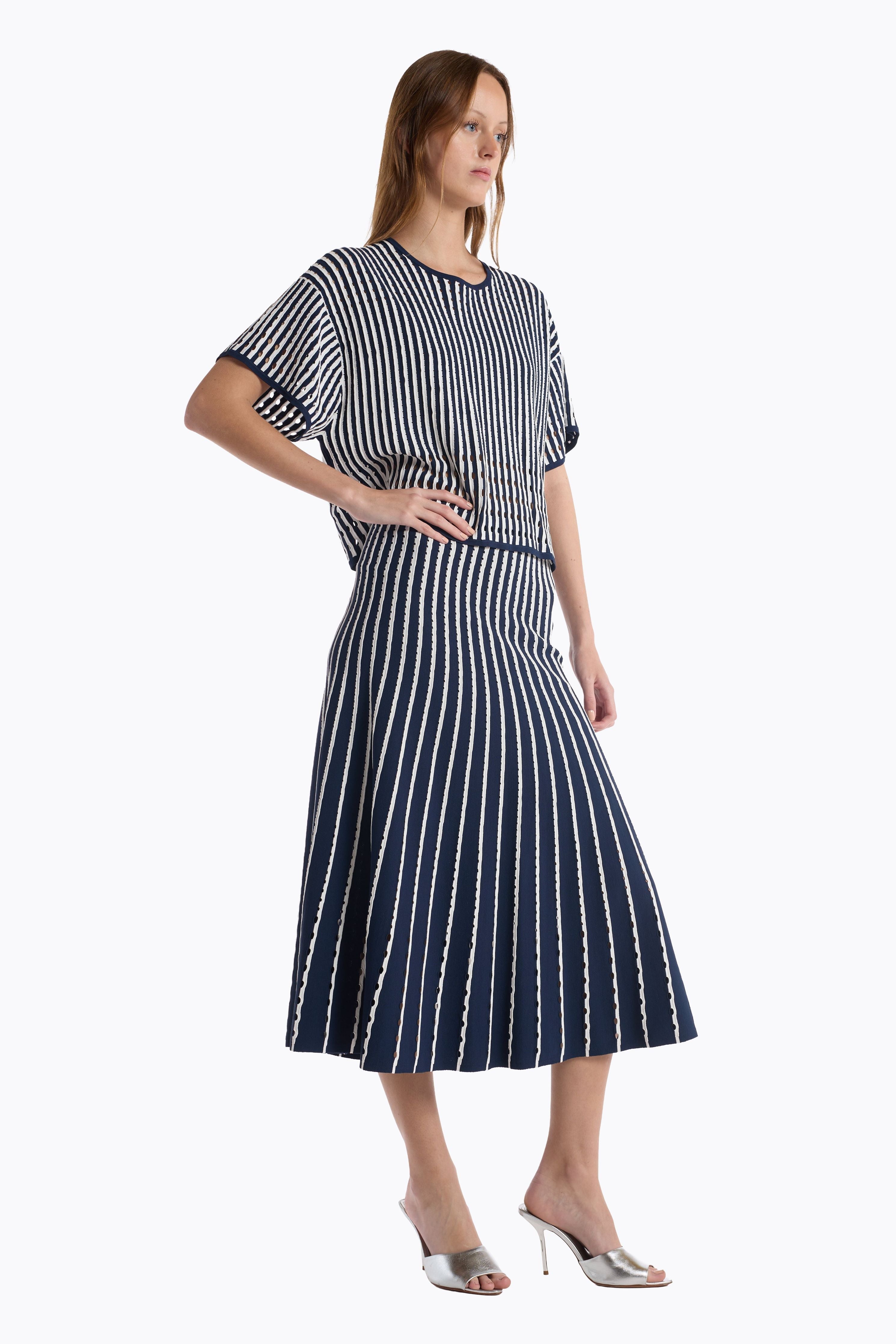 Colton Skirt - Pinstripe Navy Christy Lynn