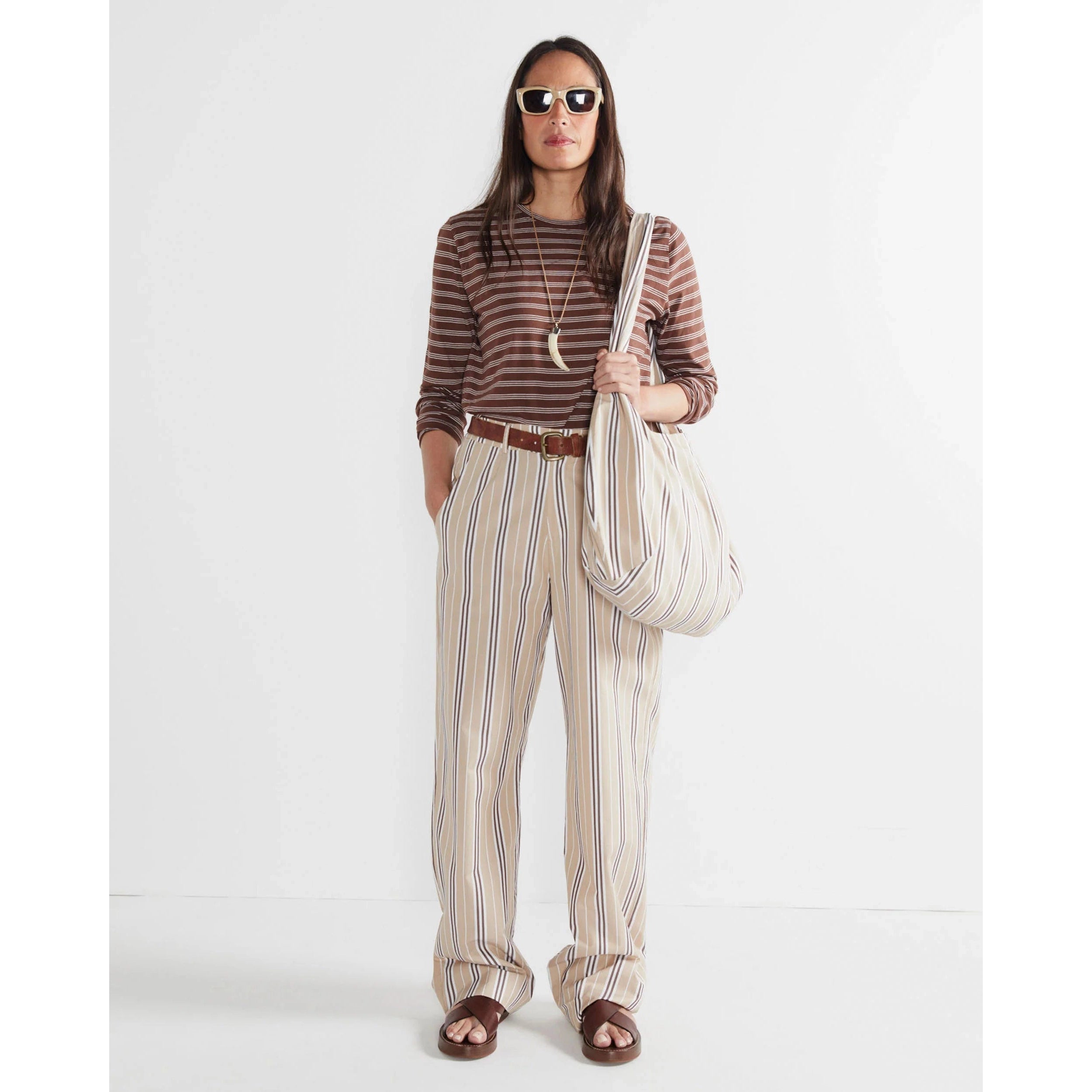 The Modern Long Brown/White Mixed Stripe Kule