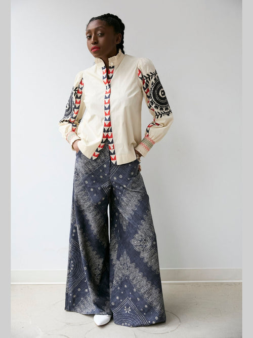 Embroidered Sleeve Shirt Vanilla Multi Hope for Flowers by Tracy Reece