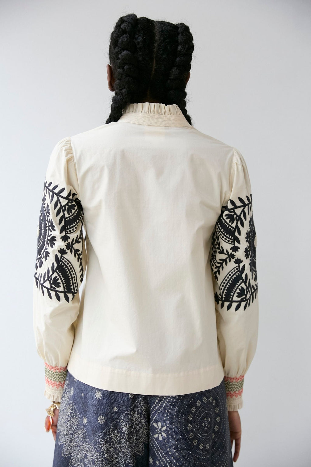 Embroidered Sleeve Shirt Vanilla Multi Hope for Flowers by Tracy Reece