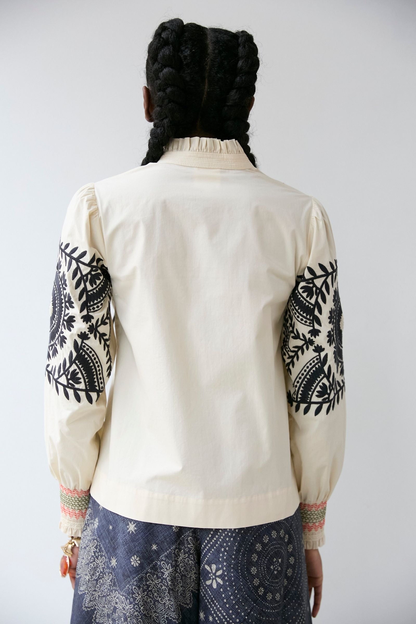 Embroidered Sleeve Shirt Vanilla Multi Hope for Flowers by Tracy Reece