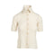 Antique White Cashmere Reversible Ribbed Button Up Turtleneck