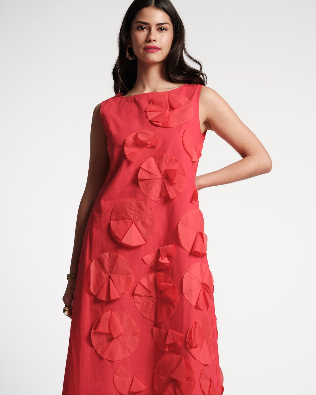 Frances Valentine Origami Flower Dress Red