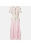 Pink Sequin Boucle Tailored Midi Dress SELF-PORTRAIT