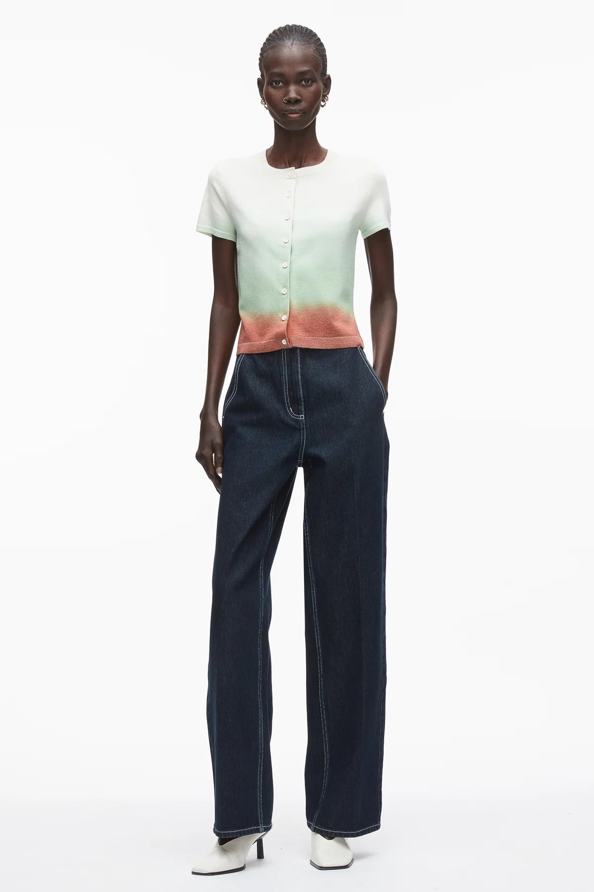 Phillip Lim - Light Weight Button Up Tee with Dip Dye Phillip Lim