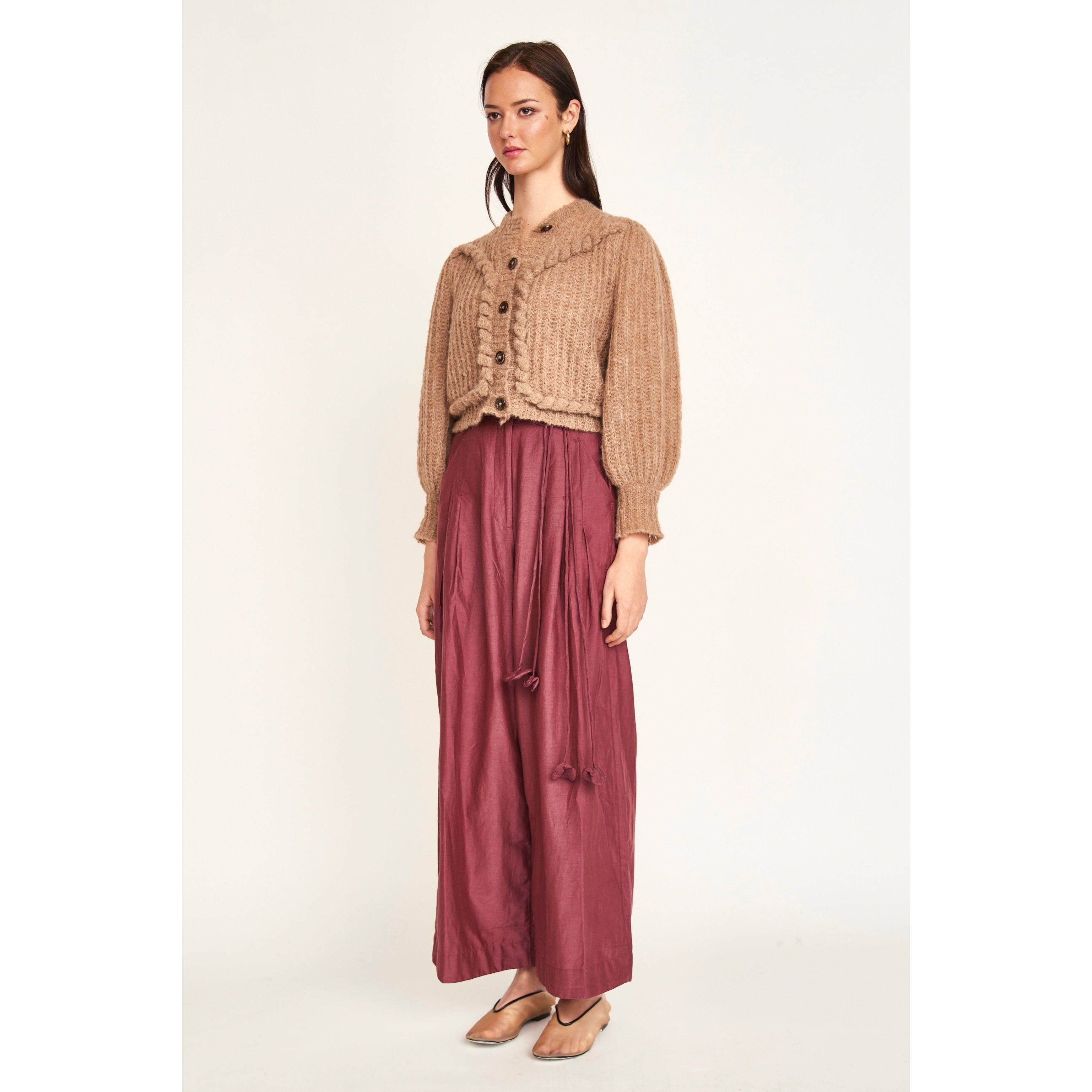 Lecce Wide Leg Pant in Merlot