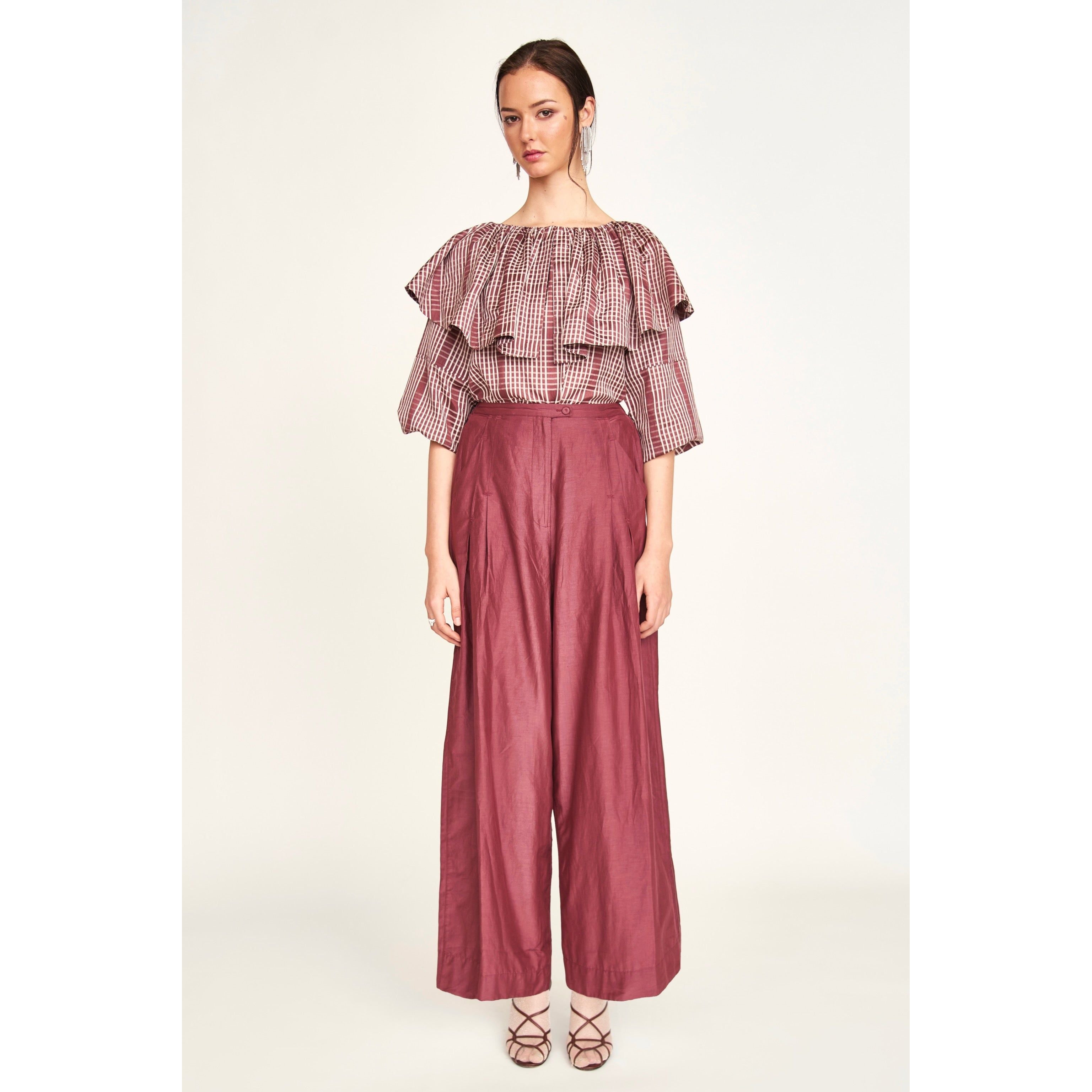 Lecce Wide Leg Pant in Merlot