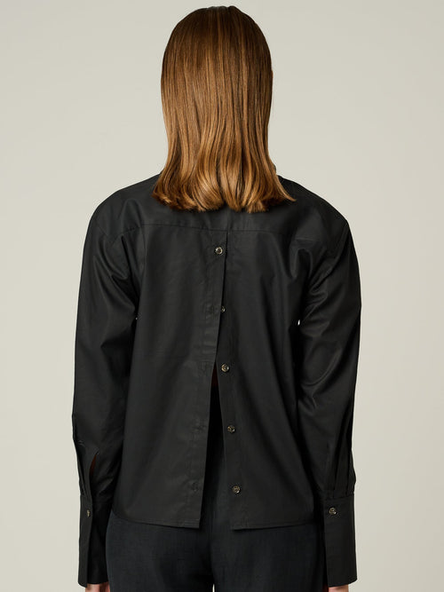 PAOLA TOP - BLACK HEVRON