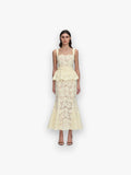 YELLOW LACE PEPLUM MIDI DRESS SELF-PORTRAIT