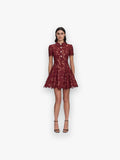 BURGUNDY LACE MINI DRESS SELF-PORTRAIT
