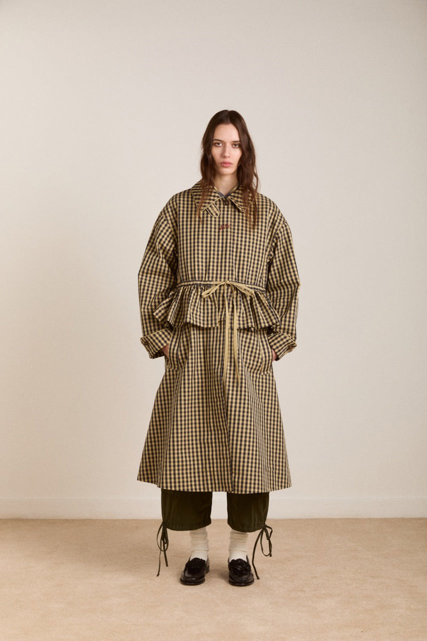MYRTLE TRENCH COAT - NAVY GINGHAM Damson Madder