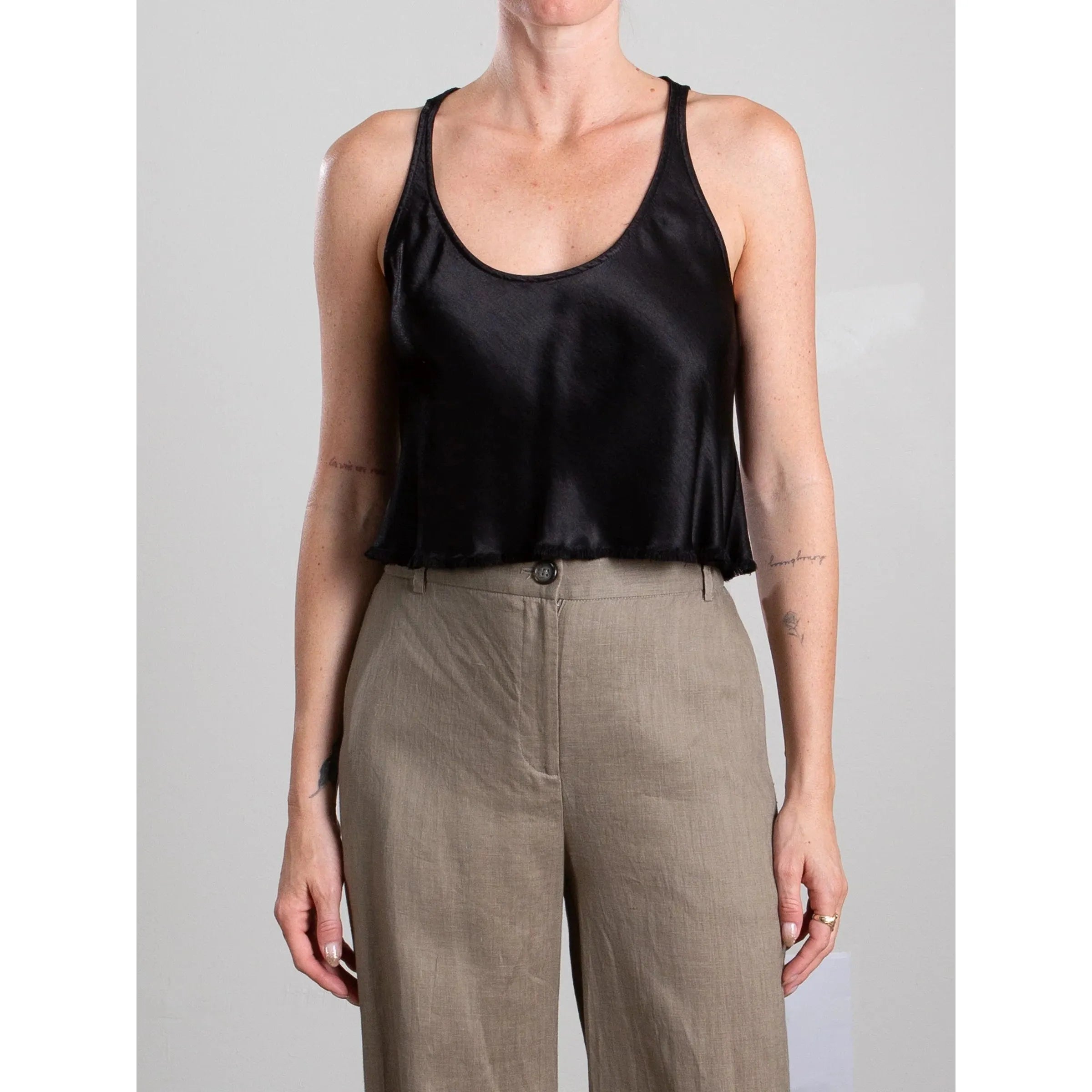Gray Pharaoh Maggie Tank in Vintage Satin