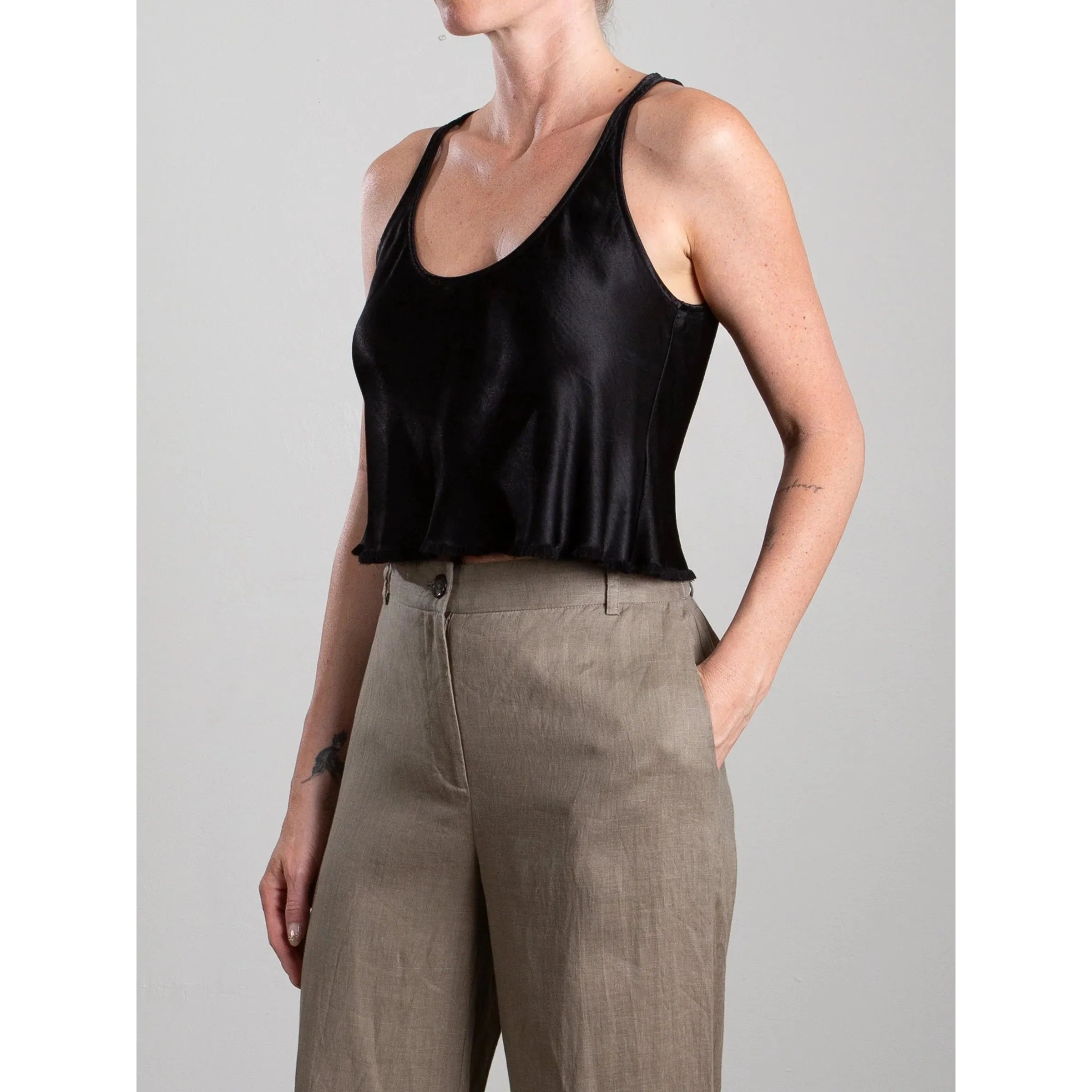 Gray Pharaoh Maggie Tank in Vintage Satin