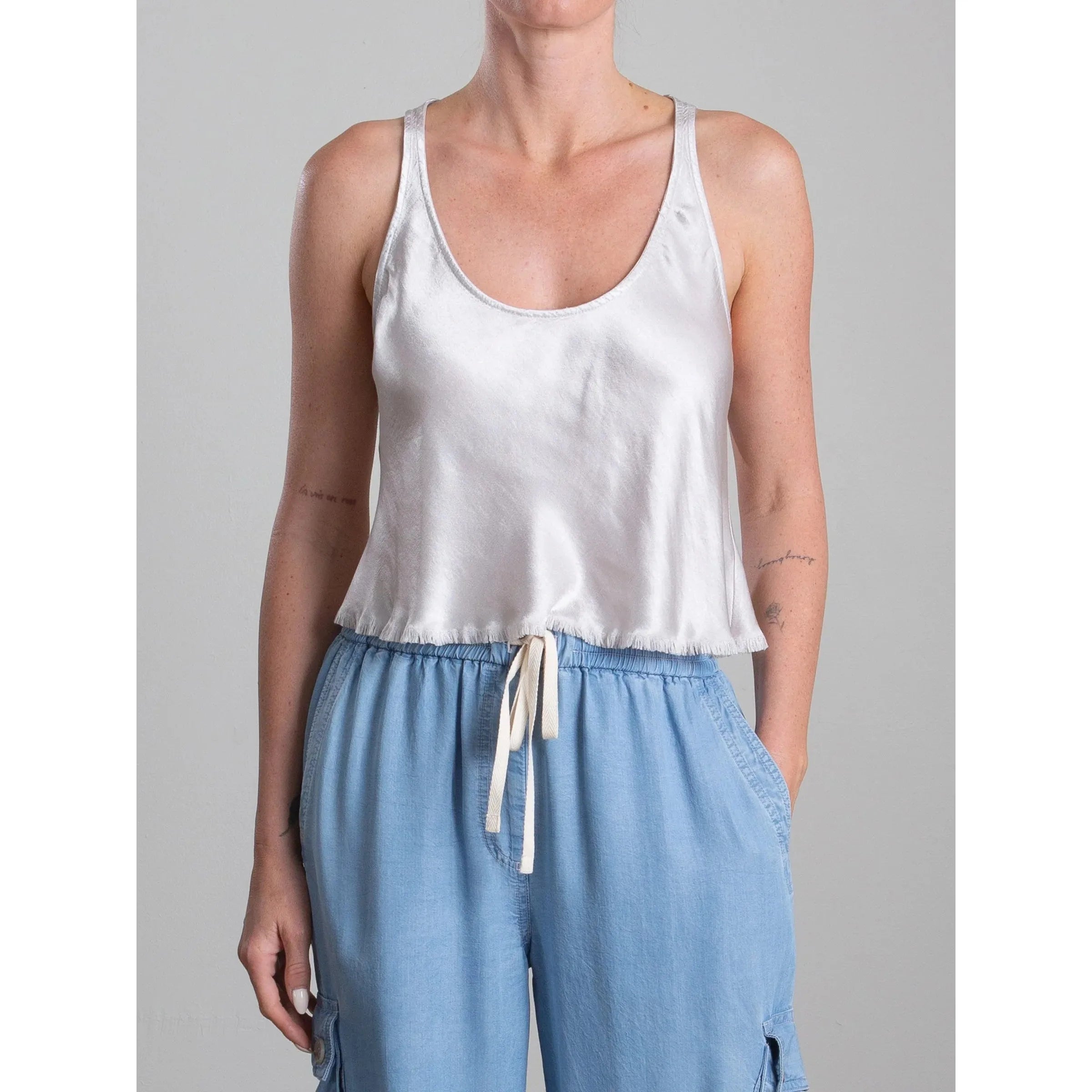 Gray Maggie Tank in Vintage Satin