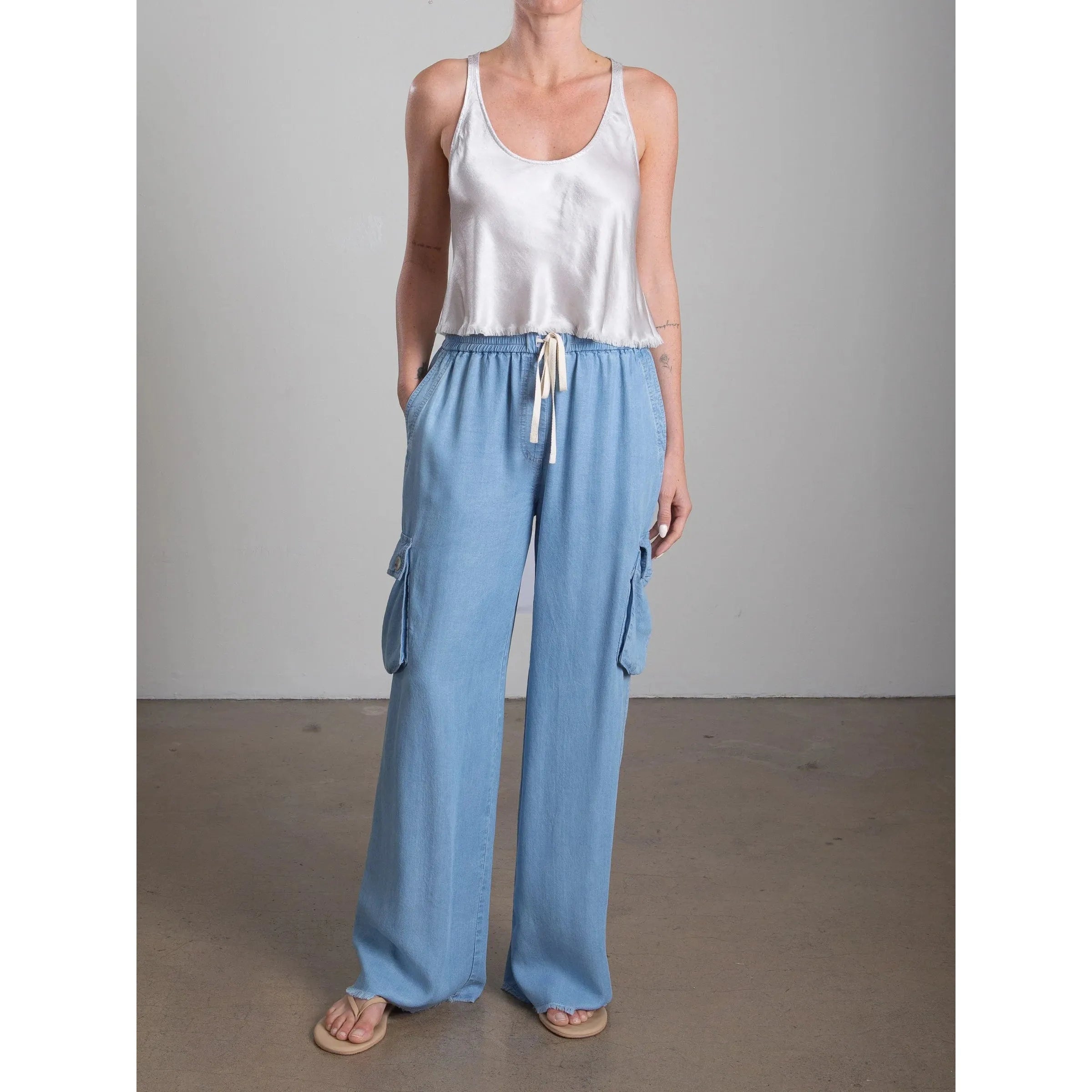 Light Slate Gray Maggie Tank in Vintage Satin