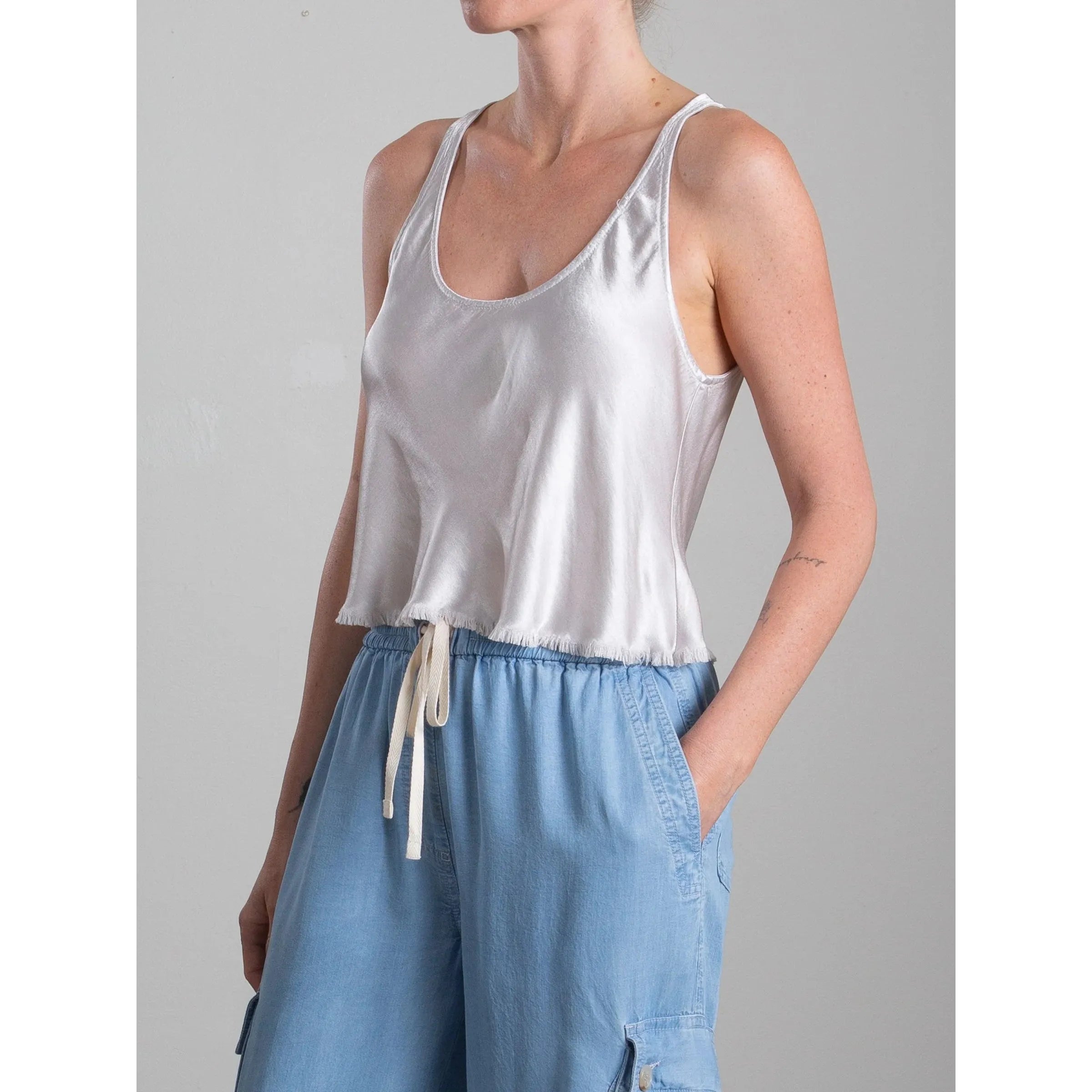 Gray Pharaoh Maggie Tank in Vintage Satin