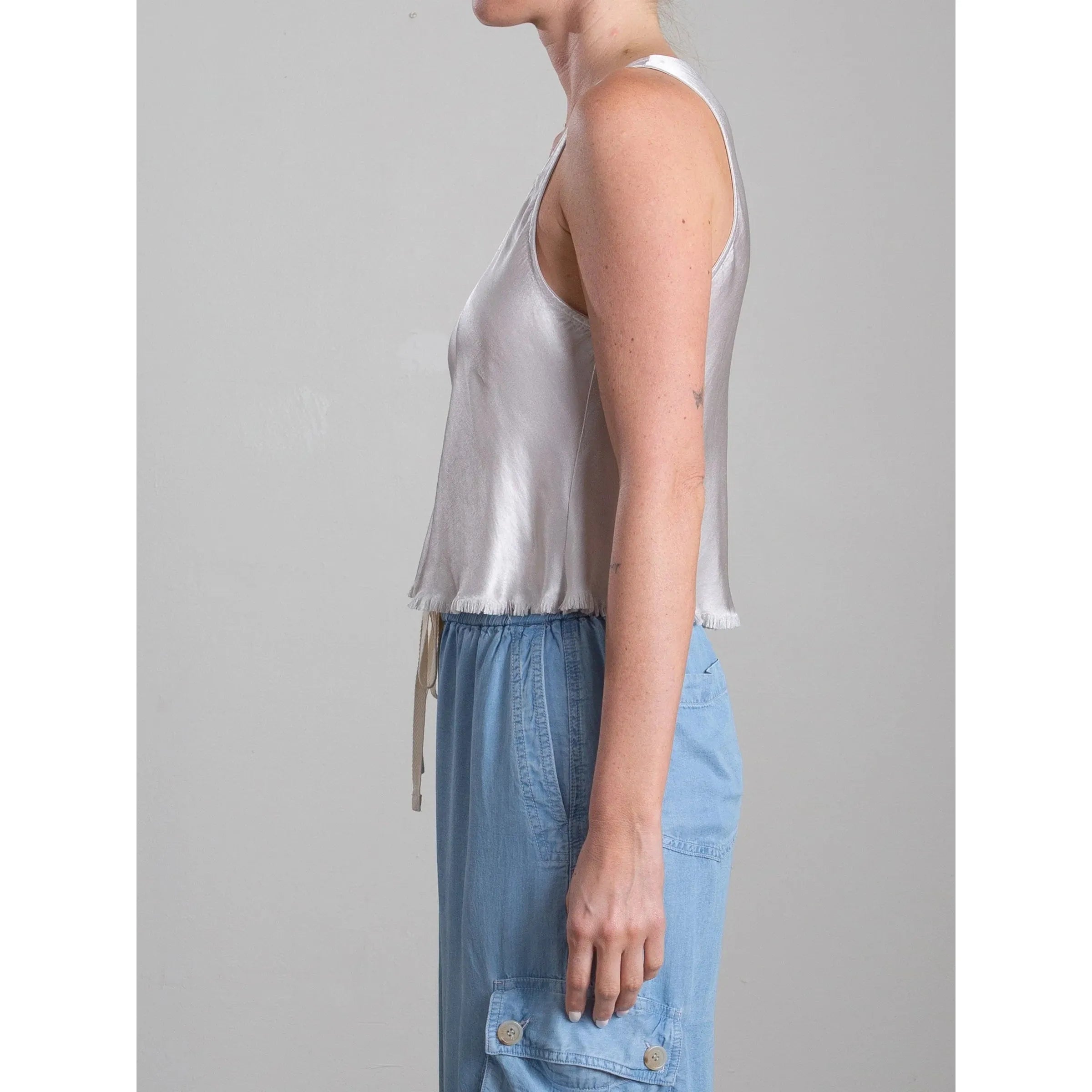Gray Pharaoh Maggie Tank in Vintage Satin