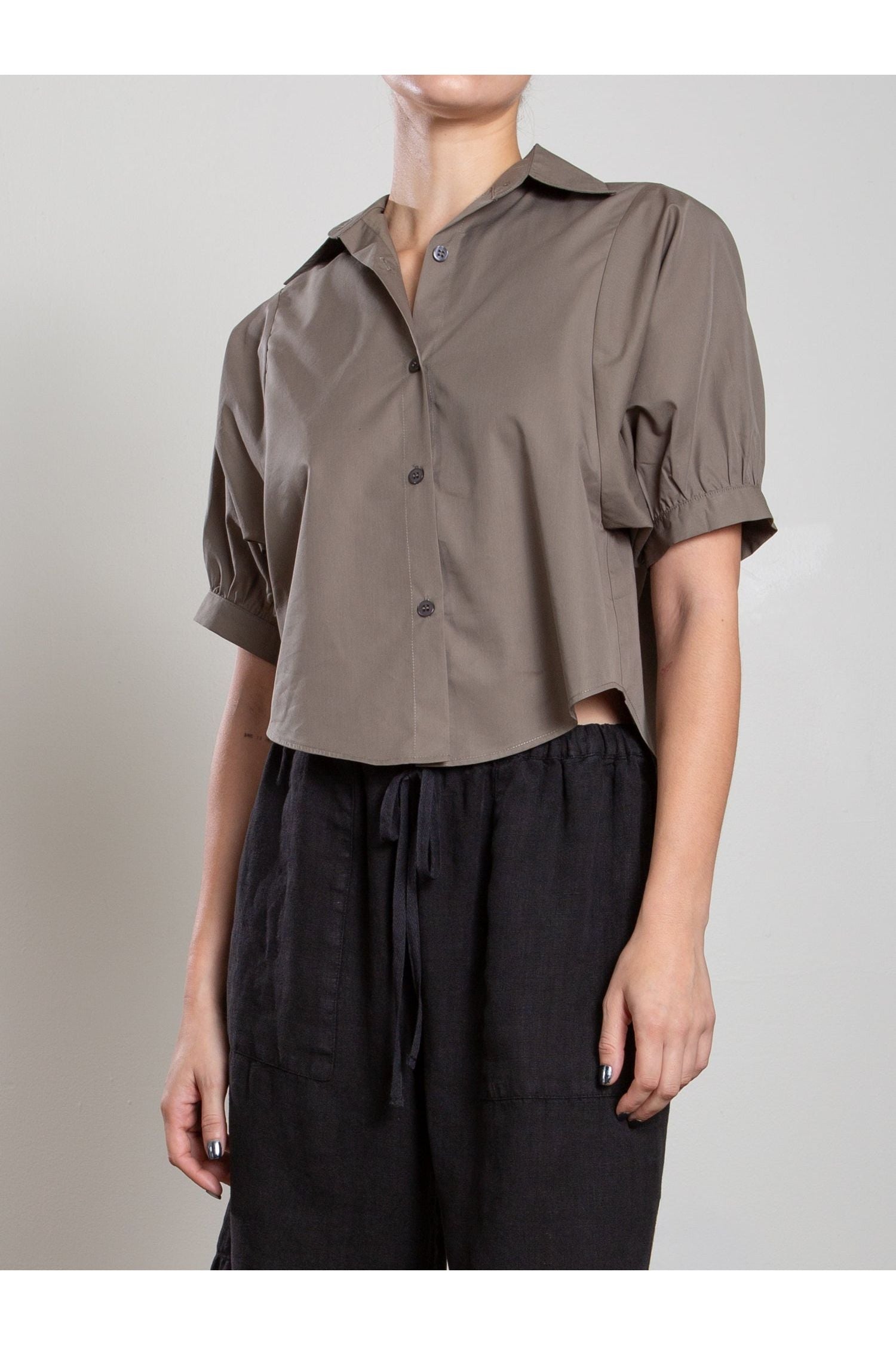 Claude Crop Shirt in Cotton Tencel Pharaoh
