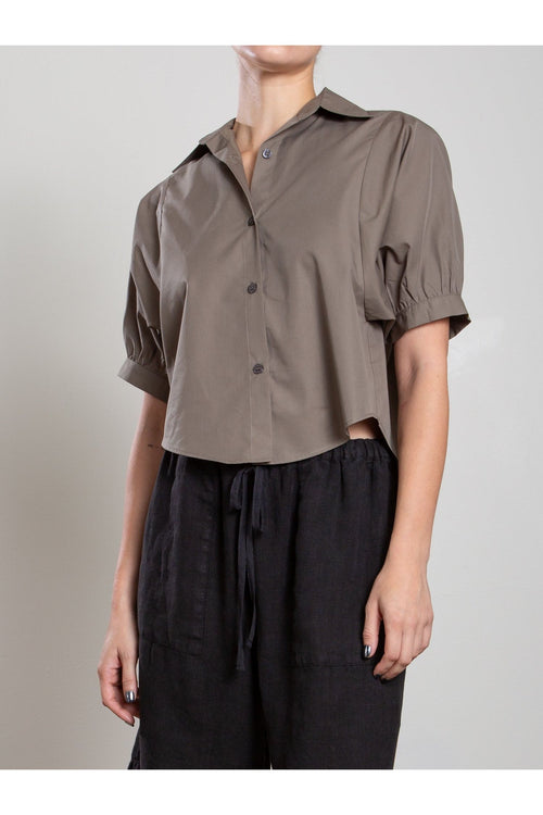 Claude Crop Shirt in Cotton Tencel Pharaoh