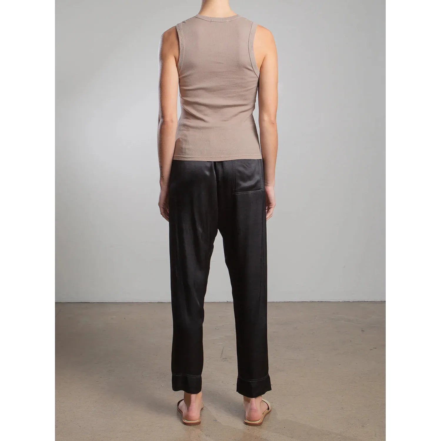 Dark Gray Pharaoh Calen Pant in Vintage Satin