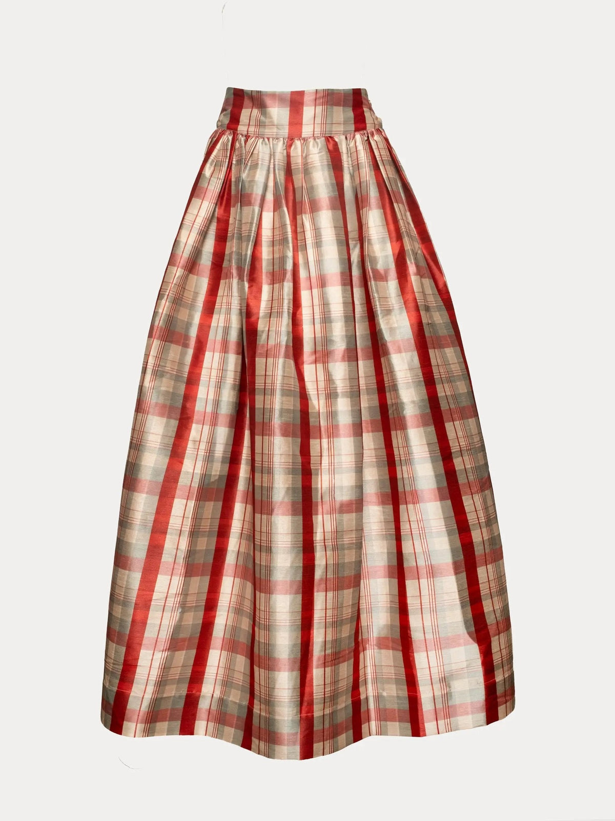 Ball Skirt FV Plaid Poly Dupion Red/Blue/Multi by Frances Valentine