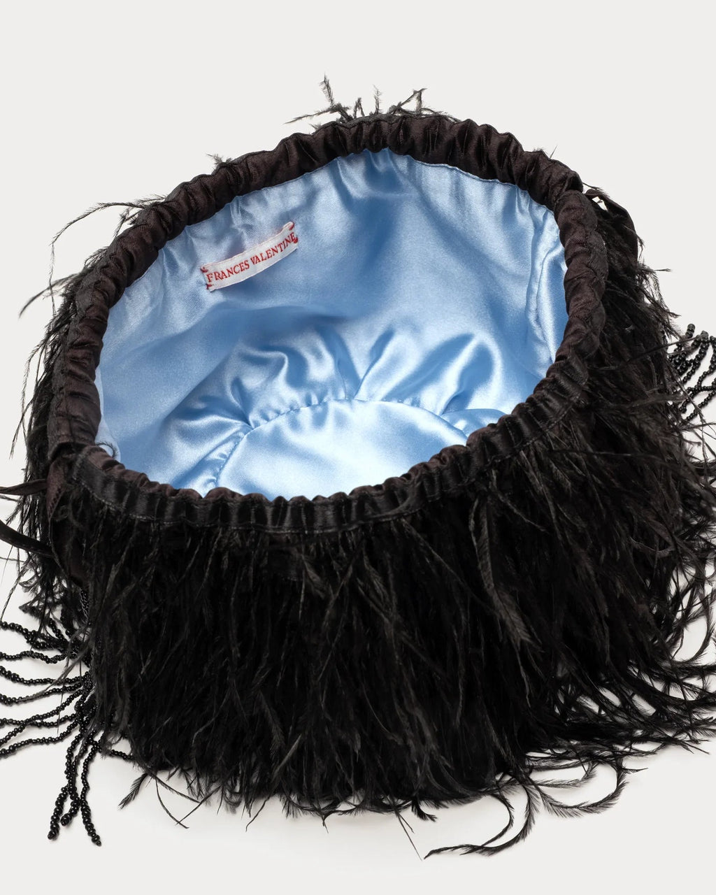 Pouf Bag Feather Satin Black OS Frances Valentine