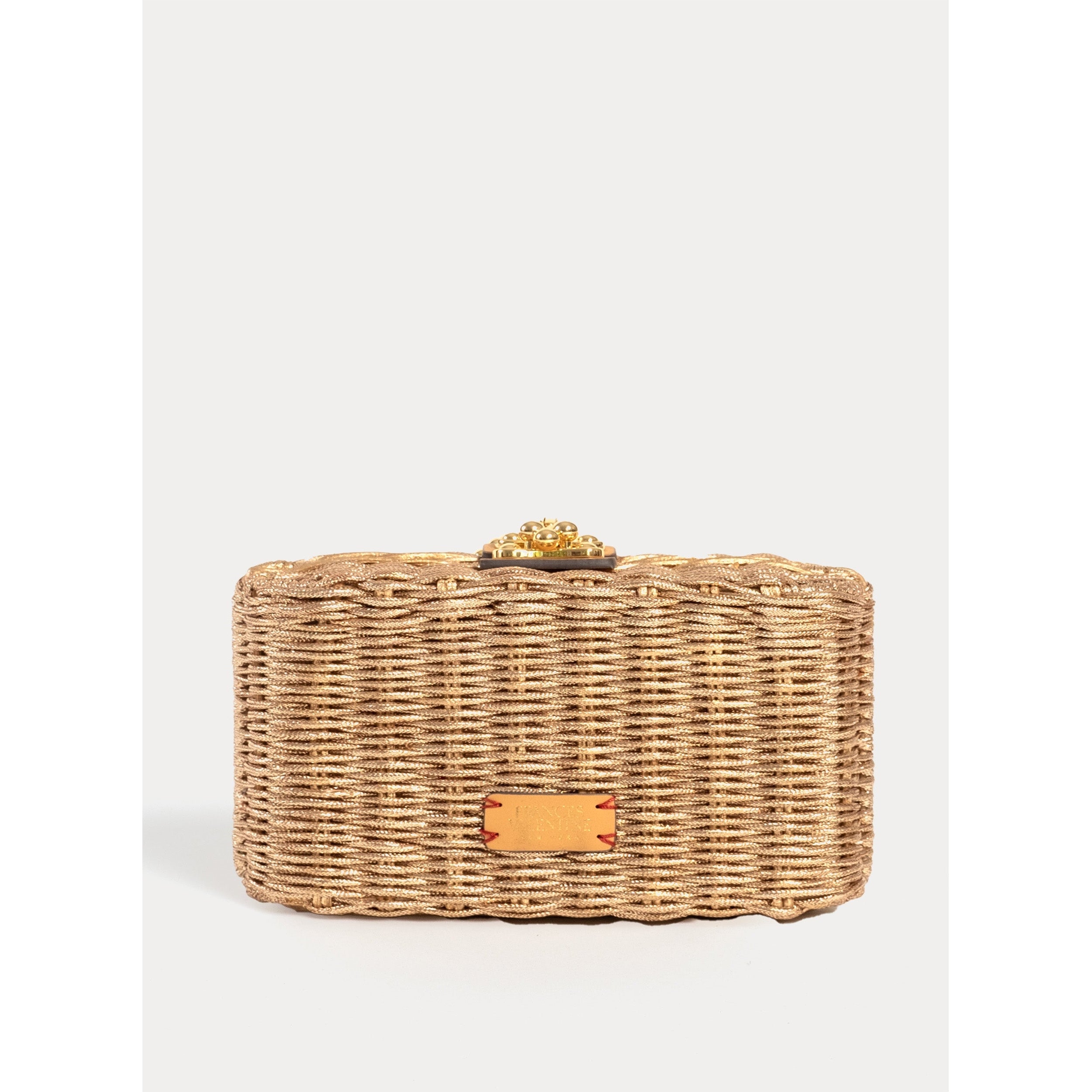 Pepper Clutch Wicker w/Metal Chain Handle Wicker Gold OS Frances Valentine