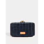 Pepper Clutch Wicker w/Metal Chain Handle Wicker Navy OS Frances Valentine