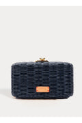 Pepper Clutch Wicker w/Metal Chain Handle Wicker Navy OS Frances Valentine