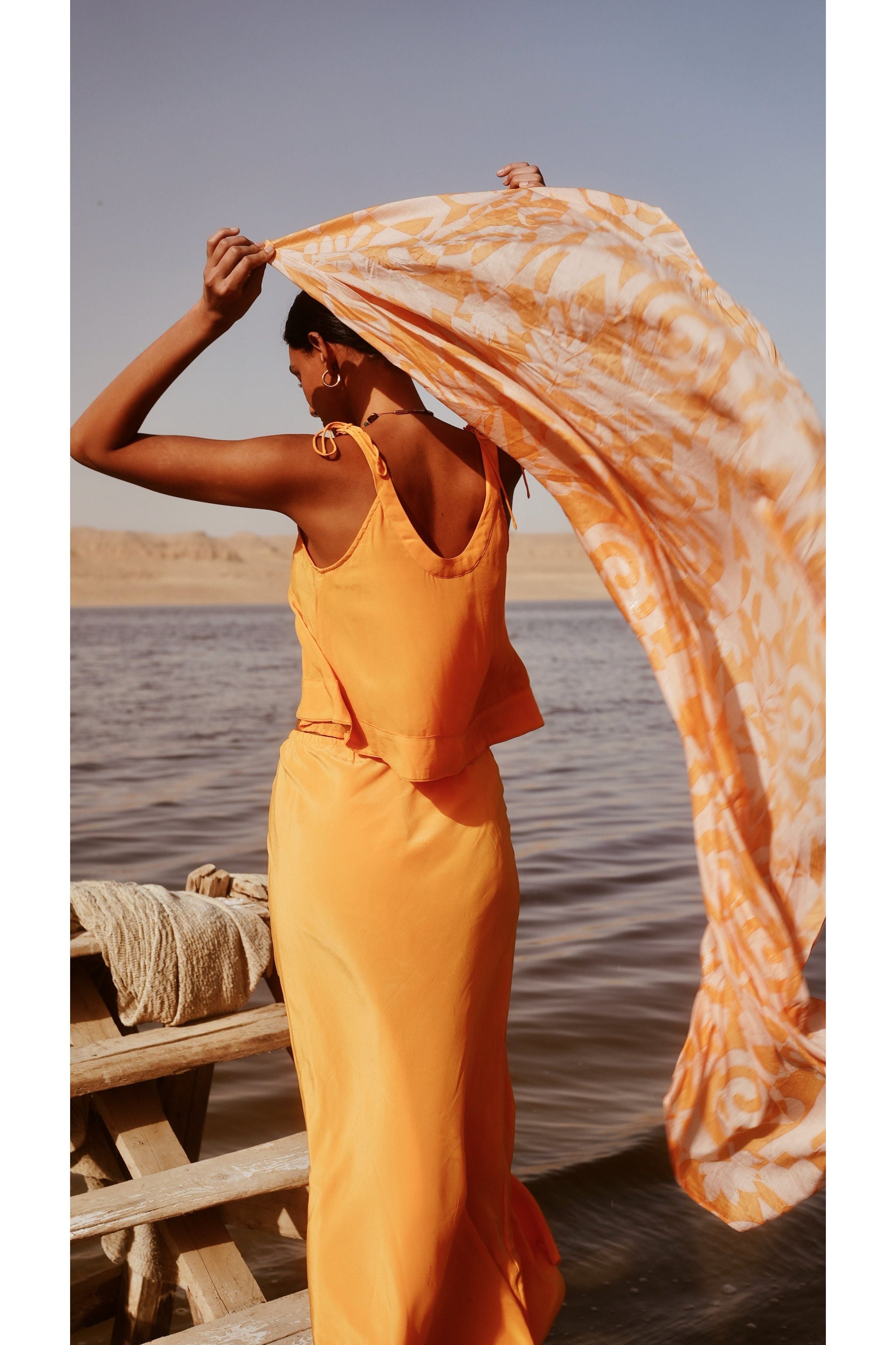 Santander Silk Skirt in Marigold MIRTH