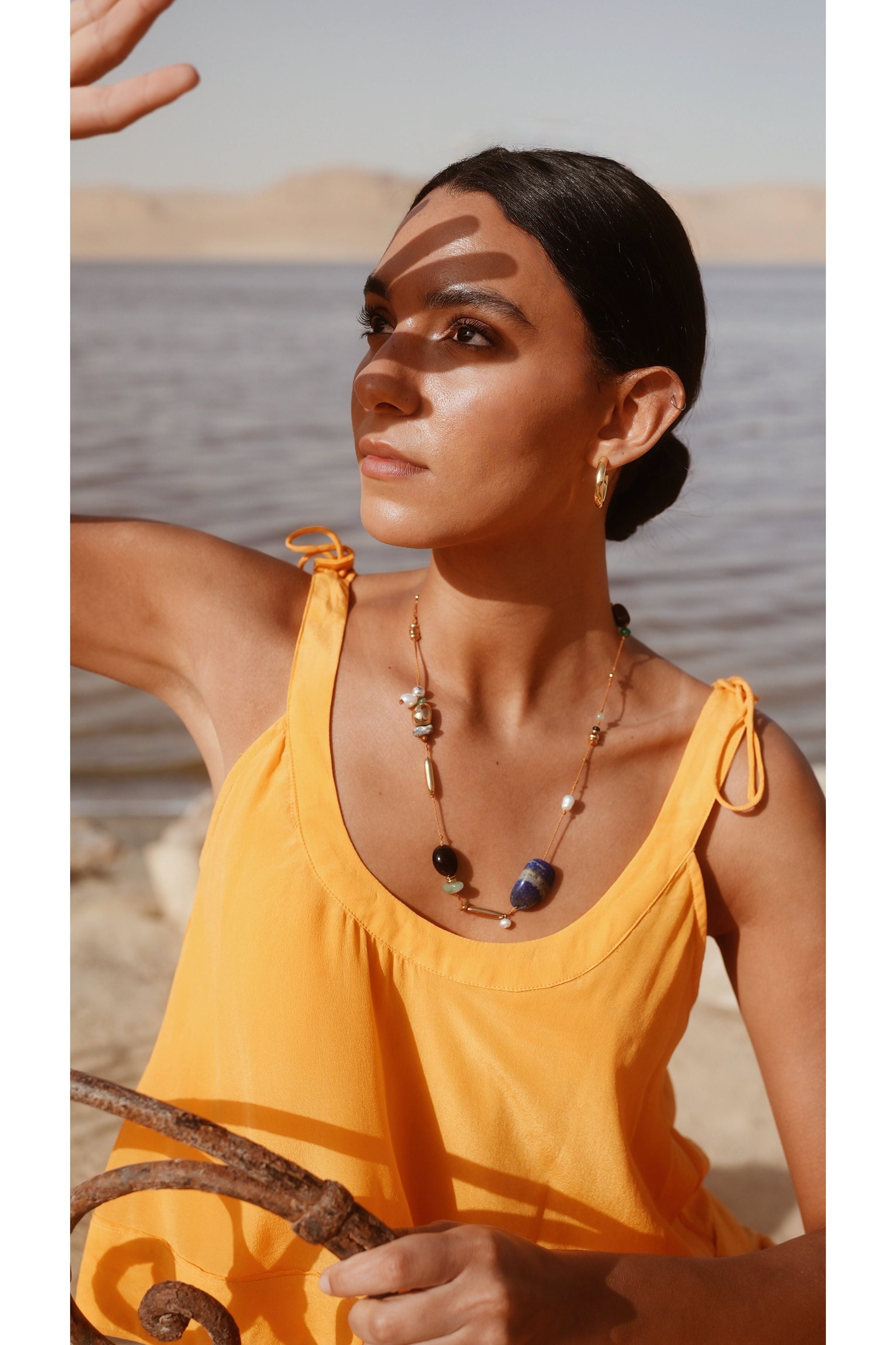 Siena Silk Tank in Marigold MIRTH