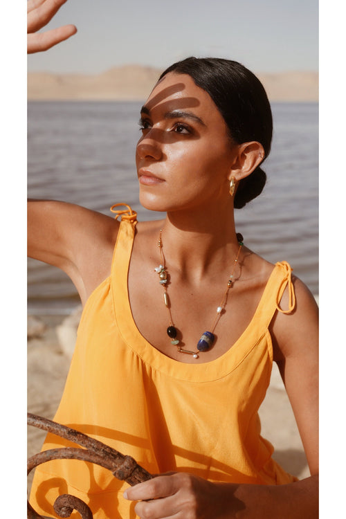 Siena Silk Tank in Marigold MIRTH