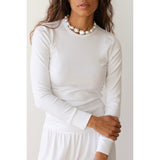 Donni The Baby Rib Scallop Top