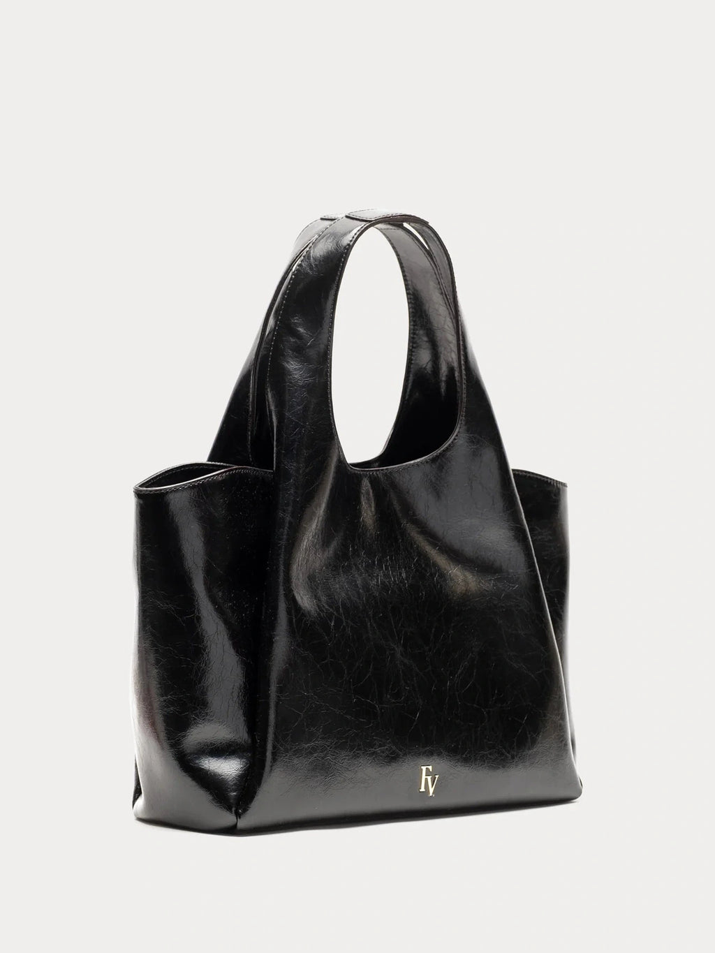 Portia Satchel Crinkled Leather Leather Black OS Frances Valentine