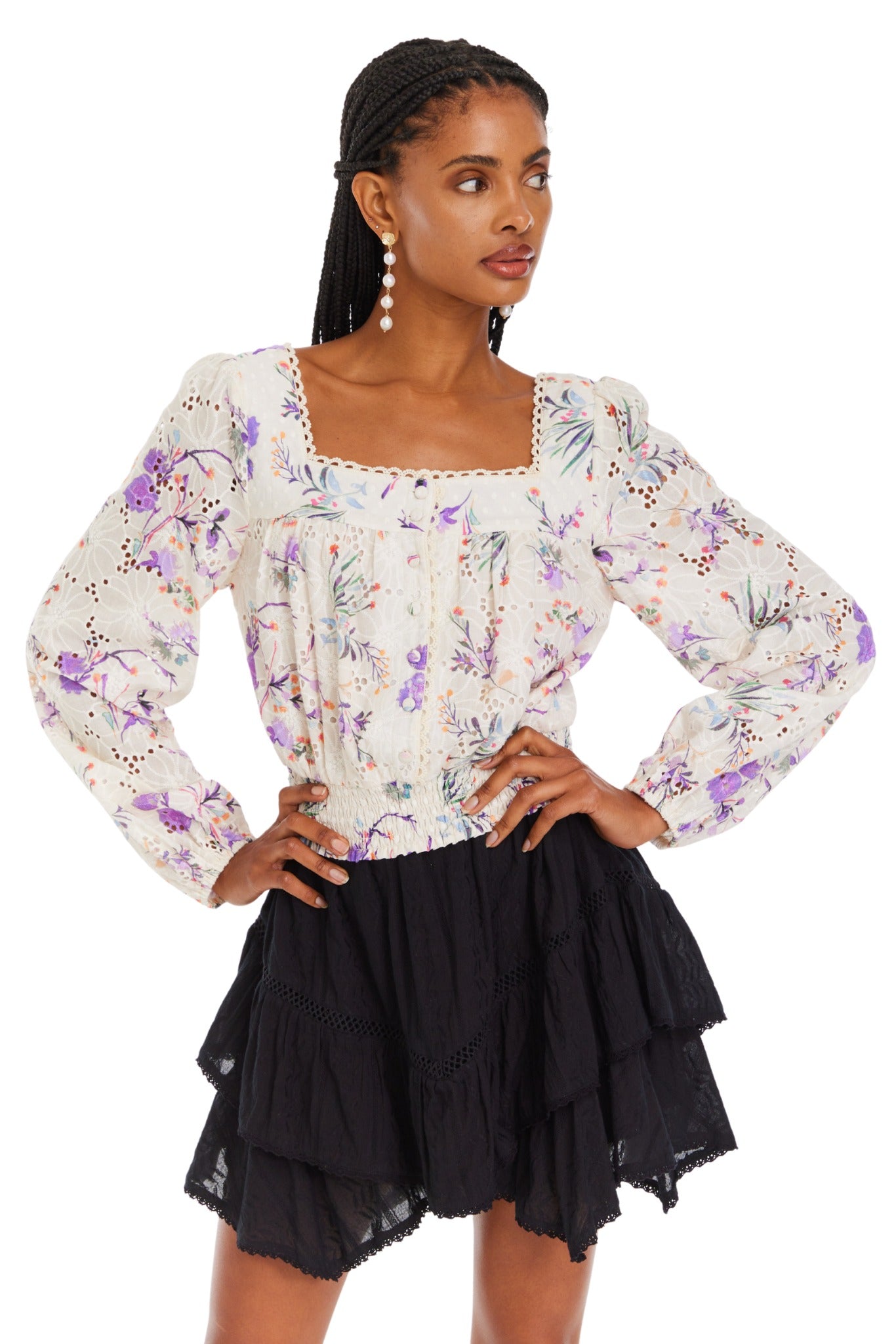 Allison NY Rylie Top Watercolor Floral